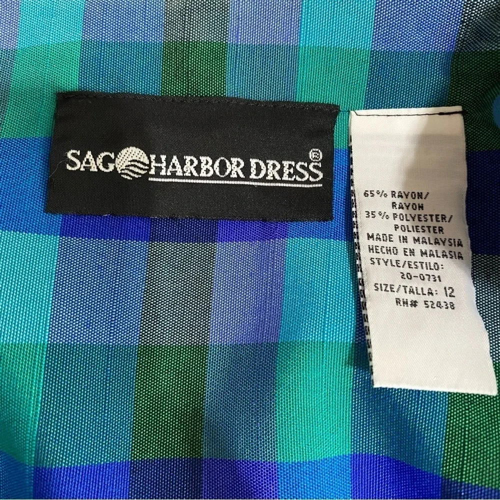 Sag Harbor Blue & Green Plaid Button Down Short Sleeve Blazer